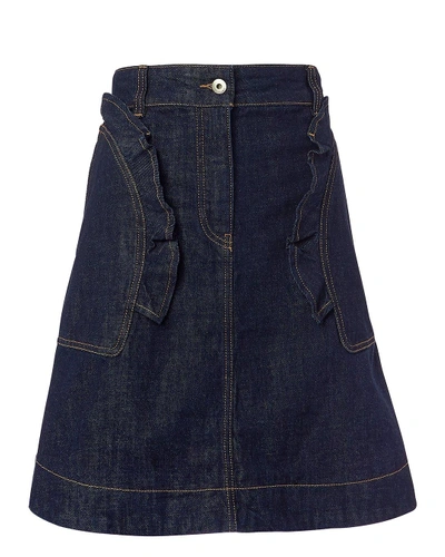 Shop Carven Ruffled Denim Mini Skirt