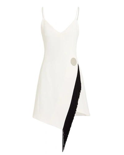 Shop David Koma Fringe Detail White Cami Dress
