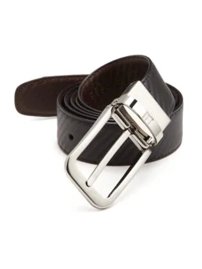 Shop Dunhill Reversible Chassis Leather Belt In Black