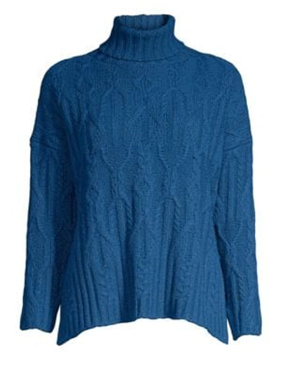 Shop Weekend Max Mara Gary Cable-knit Turtleneck In Navy