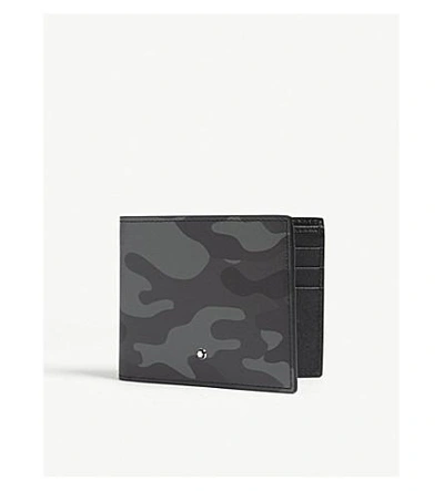 Shop Montblanc Camouflage Leather Wallet In Grey