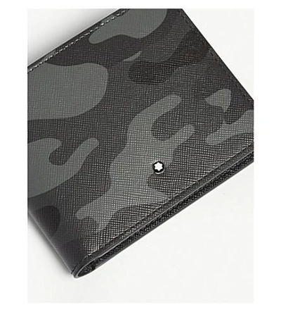 Shop Montblanc Camouflage Leather Wallet In Grey
