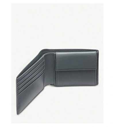 Shop Smythson Smoke Grey Panama Leather Wallet With Coin Pocket