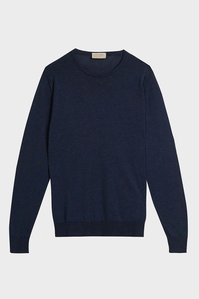 John Smedley Theon Cotton And Cashmere-blend Jumper In Navy