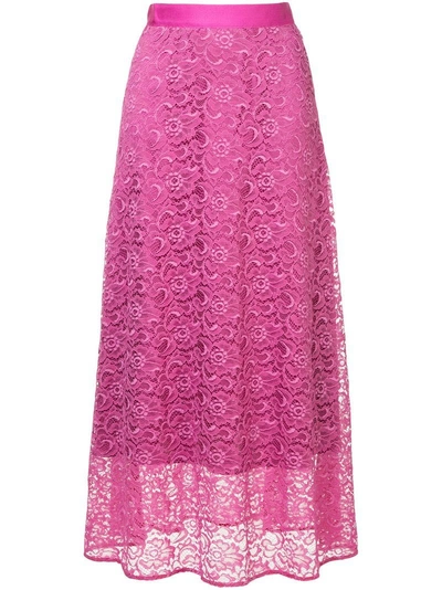 Shop H Beauty & Youth H Beauty&youth Floral Lace Skirt - Pink & Purple