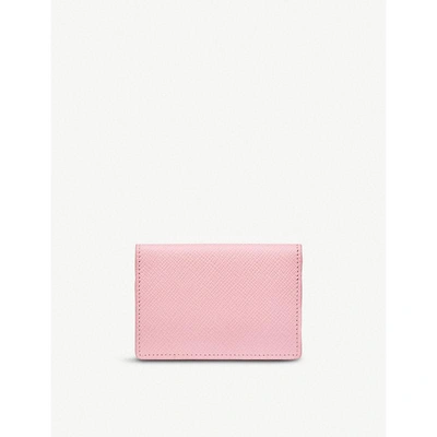 Shop Smythson Panama Cross-grain Leather Business And Credit Card Case In Candy Pink
