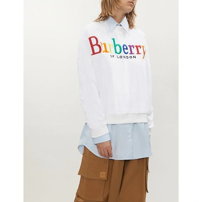 Shop Burberry S Towelling Sweatshirt In White