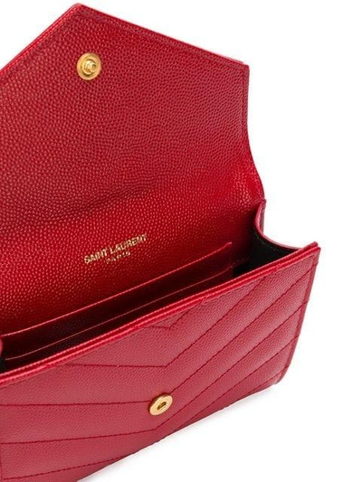 Shop Saint Laurent Monogram Compact Wallet In Red
