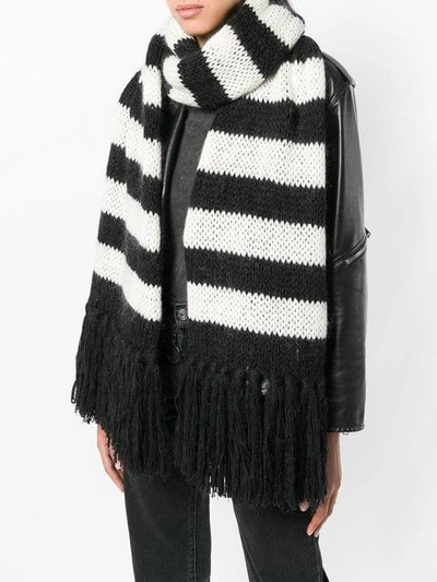 Shop Saint Laurent Striped Scarf In Black