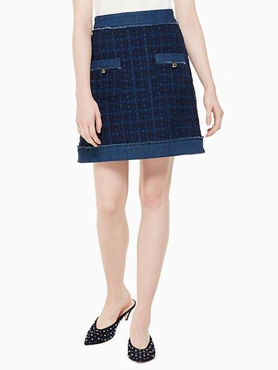 Shop Kate Spade Denim Tweed Skirt In Indigo