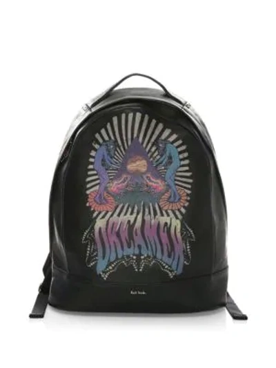 Shop Paul Smith Dreamer Printed Leather Backpack In Black