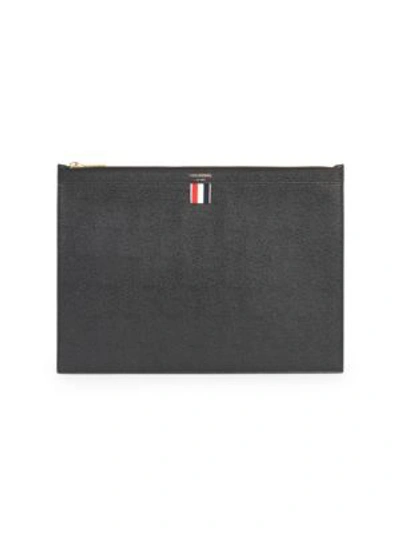 Shop Thom Browne Medium Leather Document Holder In Black