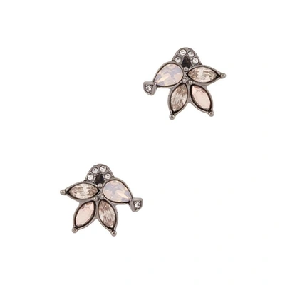 Shop Jenny Packham A Little Magic Crystal-embellished Earrings In Gunmetal
