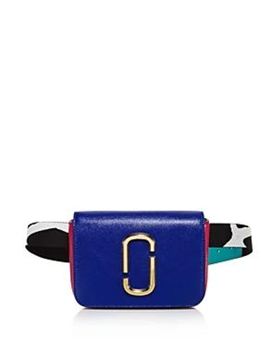 Shop Marc Jacobs Hip Shot Leather Convertible Belt Bag In Academy Blue/gold