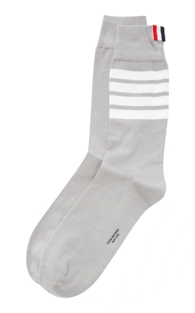 Shop Thom Browne Mid-calf Striped Socks In Light+grey
