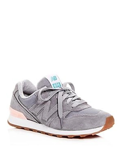 Shop New Balance Women's 696 Suede Lace Up Sneakers In Steel