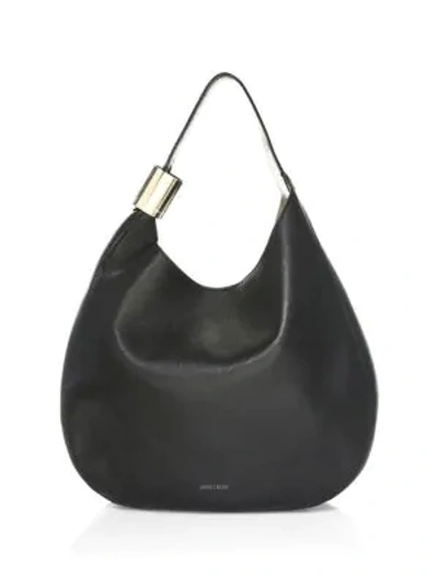 Shop Jimmy Choo Stevie Leather Hobo Bag In Black