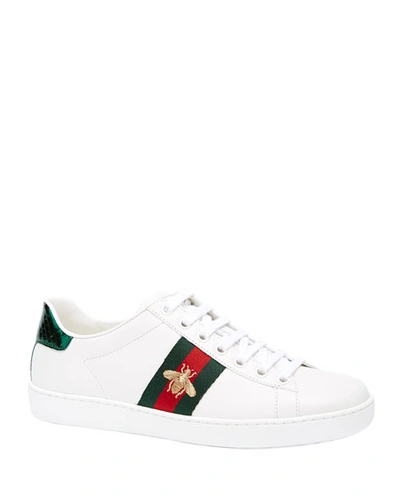Shop Gucci New Ace Bee Sneakers In White