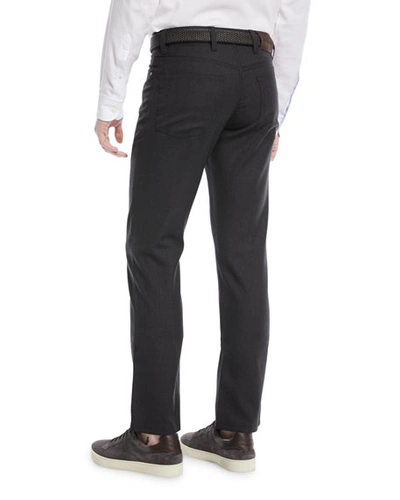 Shop Ermenegildo Zegna Men's Wool-stretch 5-pocket Regular-fit Pants In Charcoal