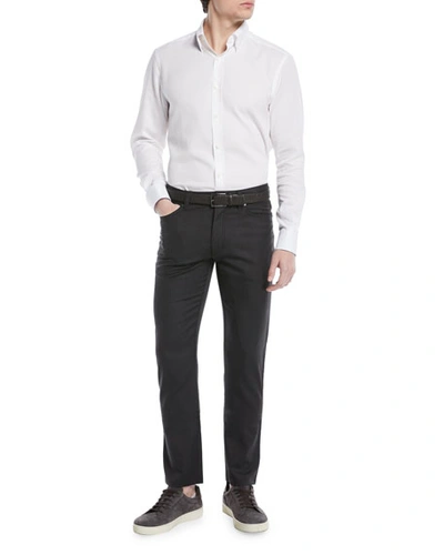 Shop Ermenegildo Zegna Men's Wool-stretch 5-pocket Regular-fit Pants In Charcoal