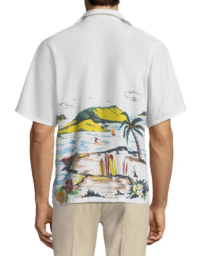 Shop Prada Paradise Graphic Bowling Shirt In White