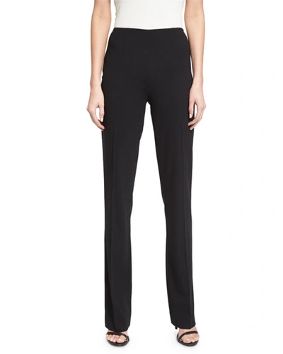Shop Ralph Lauren Alandra Side-zip Stretch-wool Pants, Black