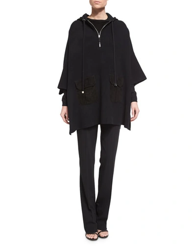 Polo Ralph Lauren Alandra Side-zip Stretch-wool Pants, Black In Black