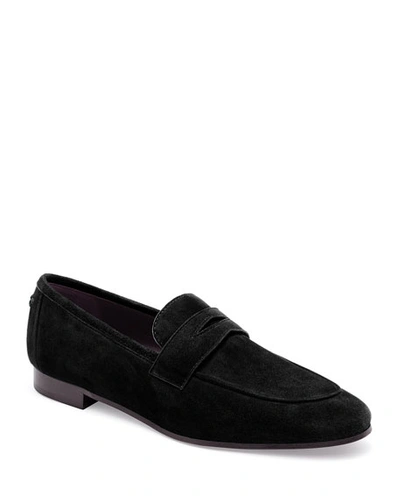 Shop Bougeotte Suede Slip-on Penny Loafer In Black