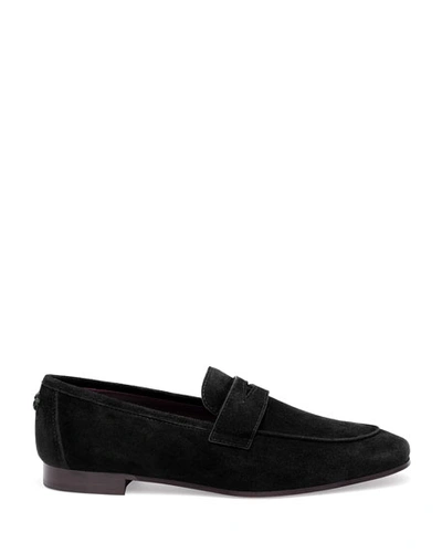 Shop Bougeotte Suede Slip-on Penny Loafer In Black