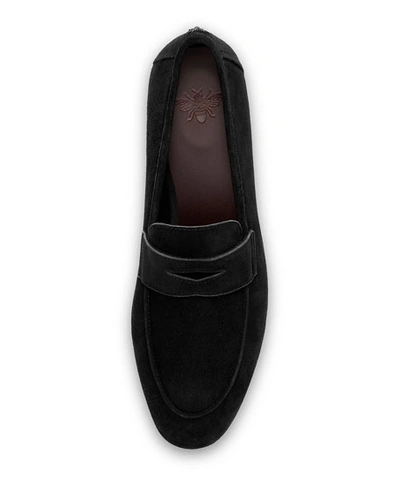 Bougeotte Noir Absolu Suede And Shearling Loafers In Black