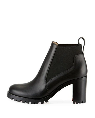 Christian Louboutin Marchacroche Leather Red Sole Booties In Black