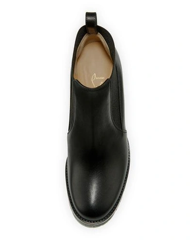 Christian Louboutin Marchacroche Leather Red Sole Booties In Black