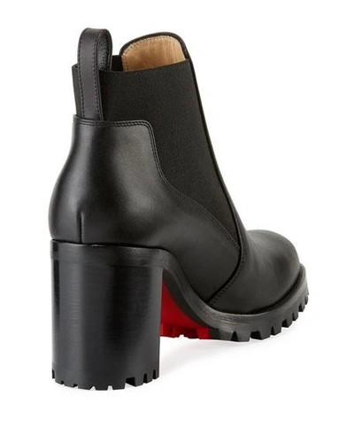 Shop Christian Louboutin Marchacroche Leather Red Sole Booties In Black