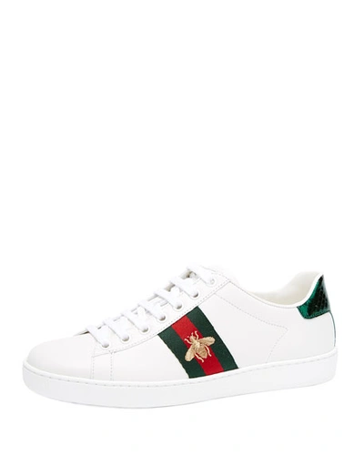 Shop Gucci New Ace Bee Sneakers In White