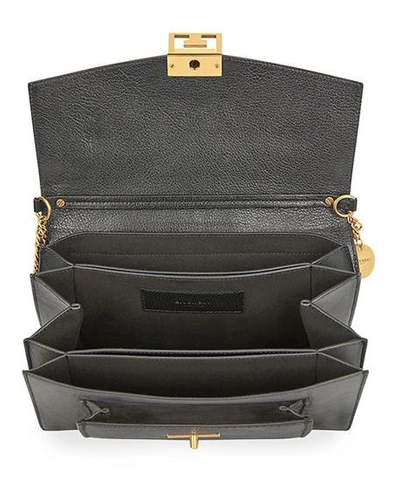 Shop Givenchy Gv3 Medium Pebbled Leather Shoulder Bag In Black/gray