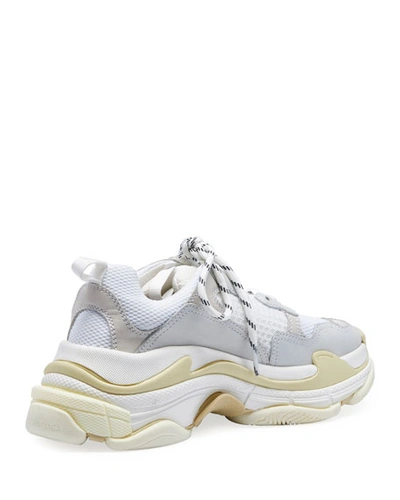 Shop Balenciaga Men's Triple S Mesh %26 Leather Sneakers, White