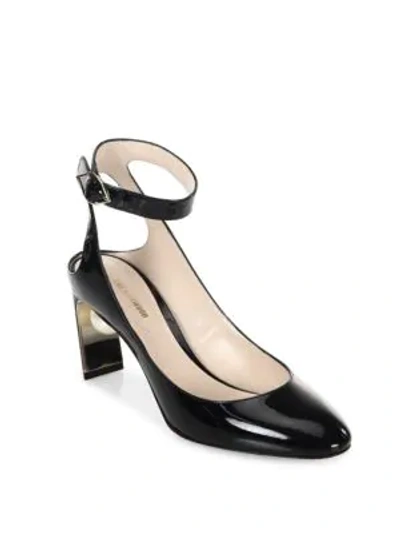 Shop Nicholas Kirkwood Lola Pearl Patent Leather Ankle Strap Pumps In Black