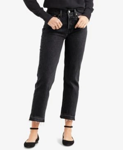 Shop Levi's Wedgie Straight-leg Cropped Jeans In Dark Secret