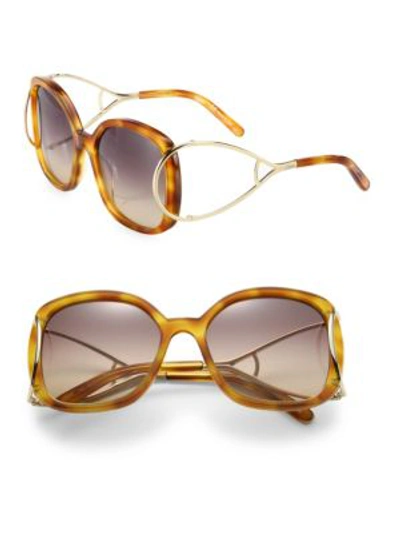 Shop Chloé Jackson 60mm Oversized Square Metal Sunglasses In Blonde Havana