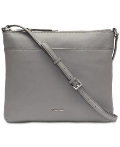 Shop Calvin Klein Pebble Leather Lily Crossbody In Asphalt