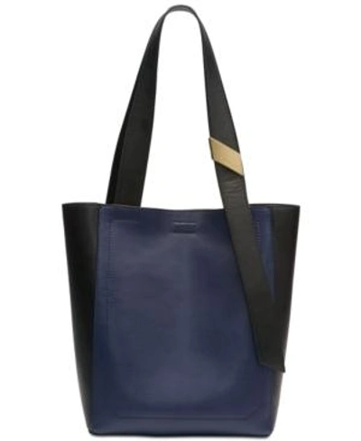 Shop Calvin Klein Karsyn Leather Tote In Black Plum