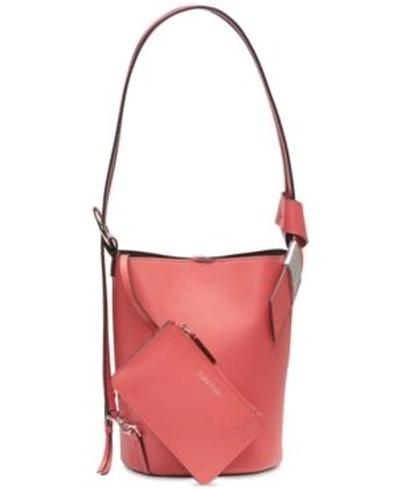 Shop Calvin Klein Karsyn Leather Convertible Hobo Backpack In Rose Quartz/silver