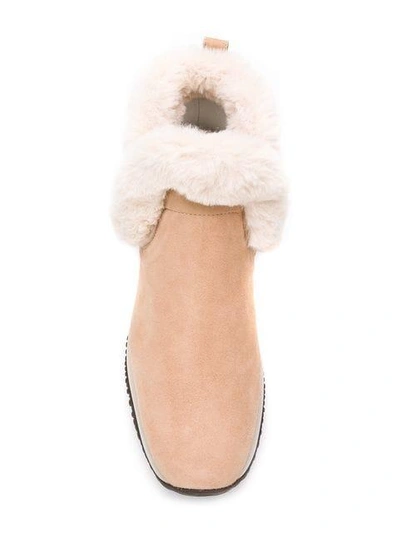 Shop Hogan Shearling Ankle Boots In Neutrals