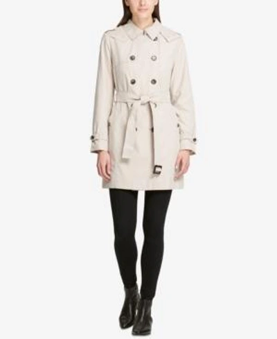 Shop Dkny Double-breasted Trench Coat, Created For Macy's In Champagne
