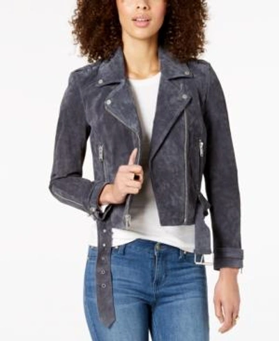 Shop Marc New York Suede Moto Jacket In Charcoal