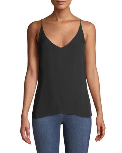 L Agence Gabriella Silk V-neck Tank In Black