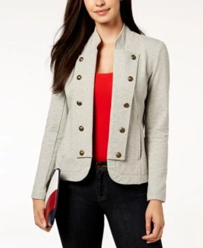 Shop Tommy Hilfiger Military Band Jacket, Created For Macy's In Stone Grey Heather