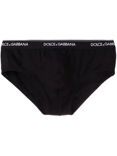 Shop Dolce & Gabbana Logo Waistband Briefs In Black