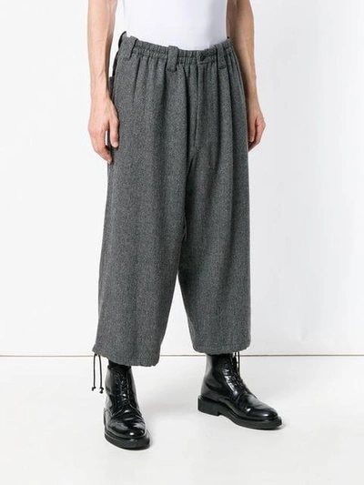 Shop Yohji Yamamoto Tweed Drop Crotch Trousers In Grey