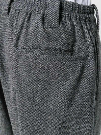Shop Yohji Yamamoto Tweed Drop Crotch Trousers In Grey